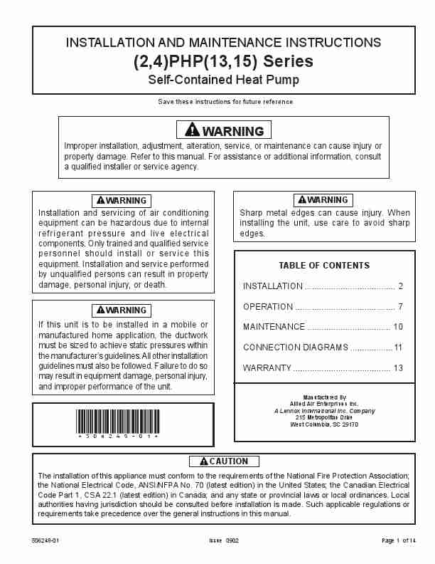 Allied Air Enterprises Heat Pump 4)PHP(13-page_pdf